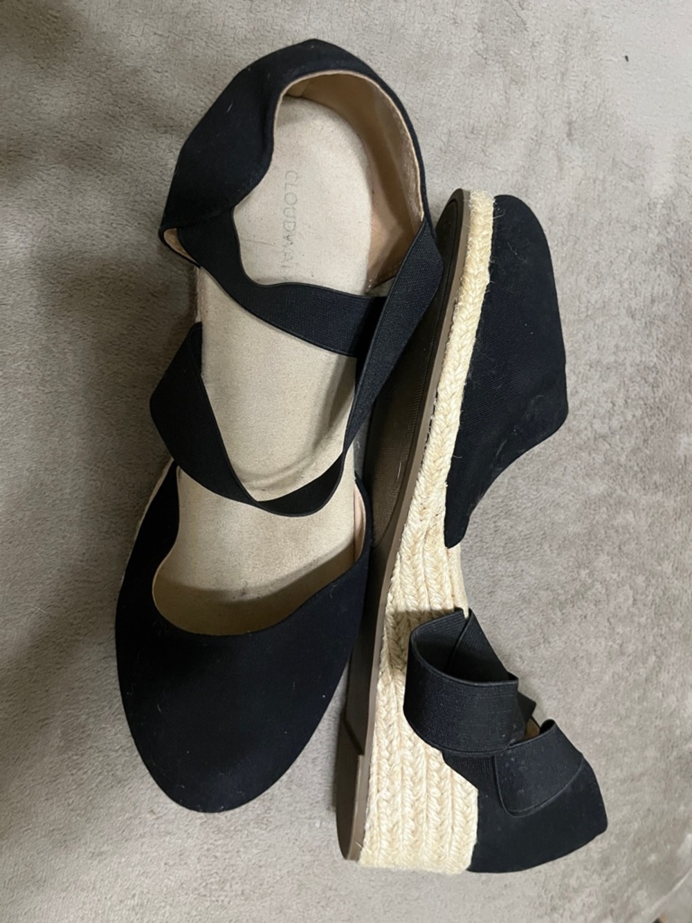 Black Espadrille Wedge Sandals size 12W